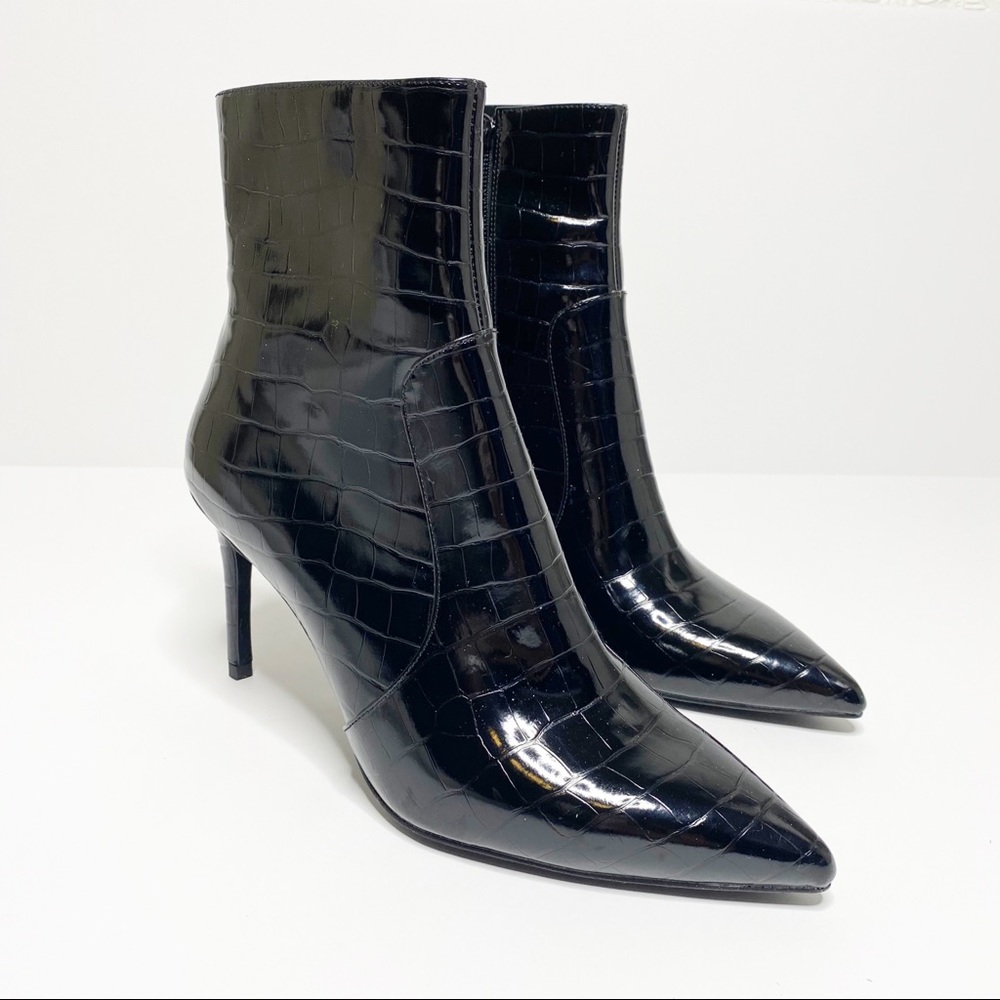Jeffrey Campbell Khalees Black Croc Boots 7.5 Euc